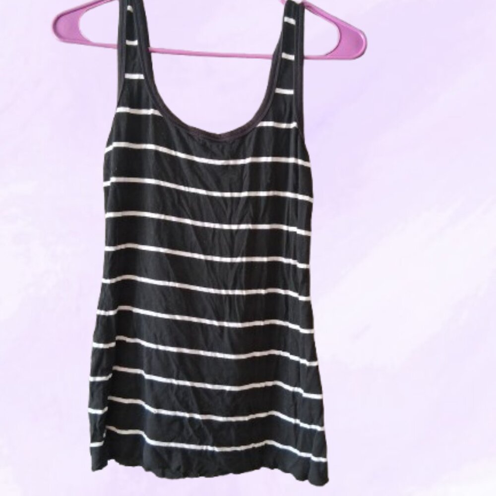 Bailey 44 sleeveless horizontal striped top tank blouse in black and white small